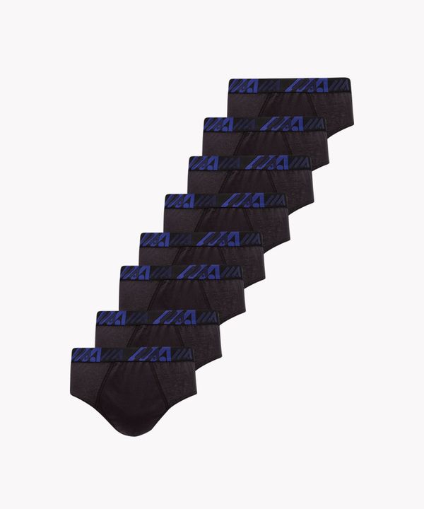 kit de 8 cueca slip de algodão preto G