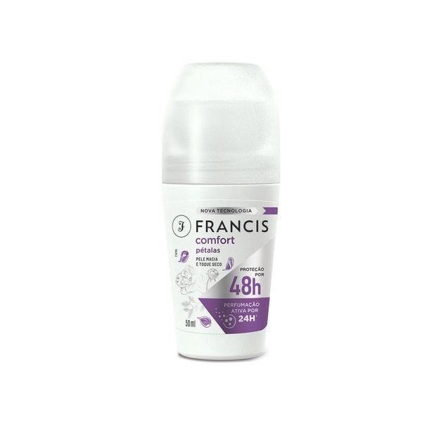Desodorante Roll-on Francis Confort Pétalas 50ml DES FRANCIS ROLL-ON 50ML CONFORT PETALAS