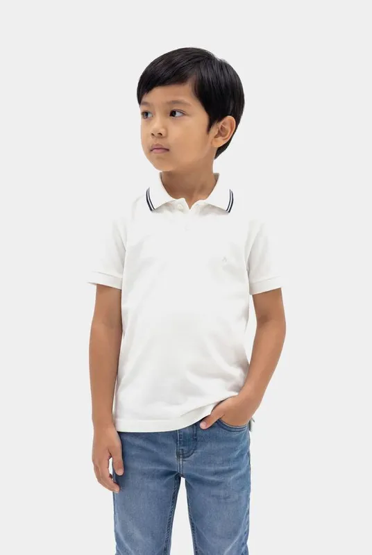 Polo Manga Curta Infantil Frisos Off White - 4