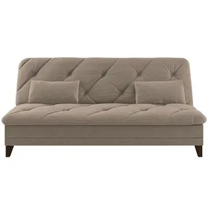 Sofá-Cama 3 Lugares Linoforte Jamile com Encosto Reclinável em Tecido Suede 188cm de largura Areia