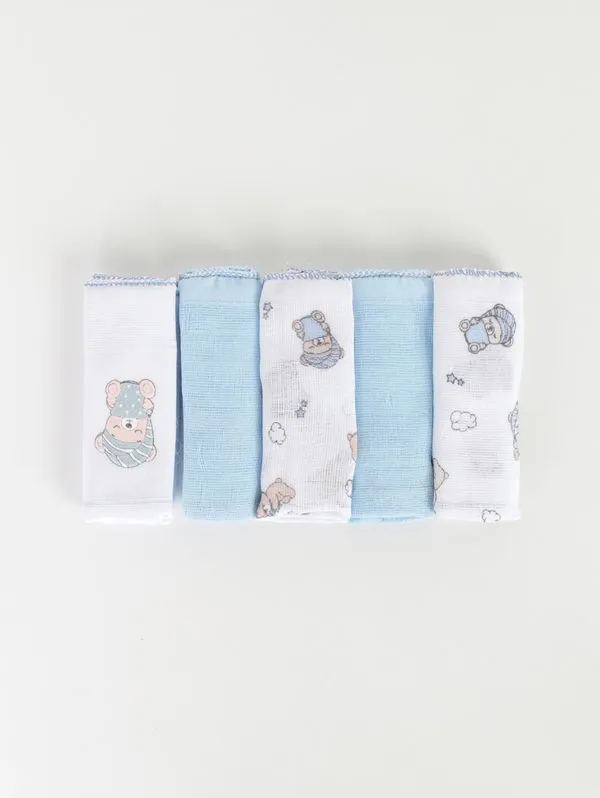 Kit com 05 Babetes Infantil Para Bebê - AZUL