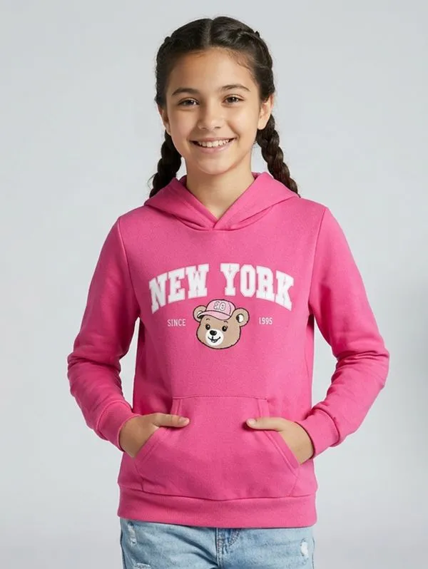 Moletom Estampado Com Capuz Juvenil Para Menina- PINK 10