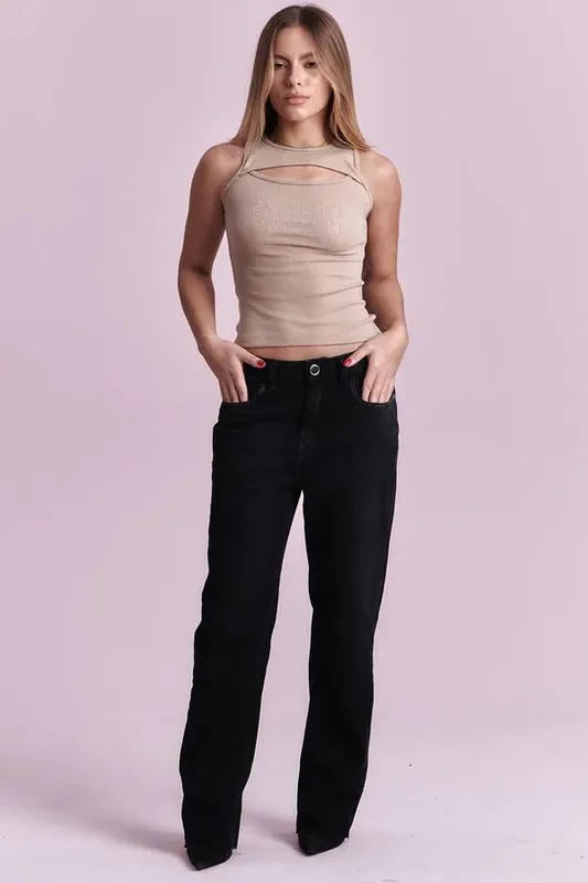 Calça Jeans Feminina Reta Planet Girls Preto 34