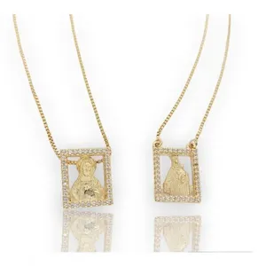 Escapulário Jesus E Maria Com Zircônias - Banhado A Ouro