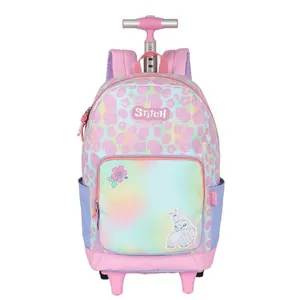 Mochila de Rodinhas Com Alça Luxcel Stitch Flores Rosa Único