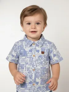 Camisa Estampada Infantil Para Menino - AZUL 3