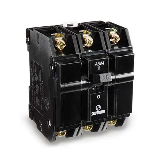 Disjuntor 3 X 100A Padrão NEMA para Proteção de Instalação Elétrica com Fixação em Trilho DIN 35MM Preto Soprano Disjuntor 3 X 100A Padrão NEMA com Fixação em Trilho DIN 35MM e Tensão de Isolamento 380V Preto