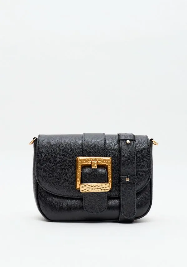 Bolsa Crossbody Couro Com Maxi Fivela Preto U