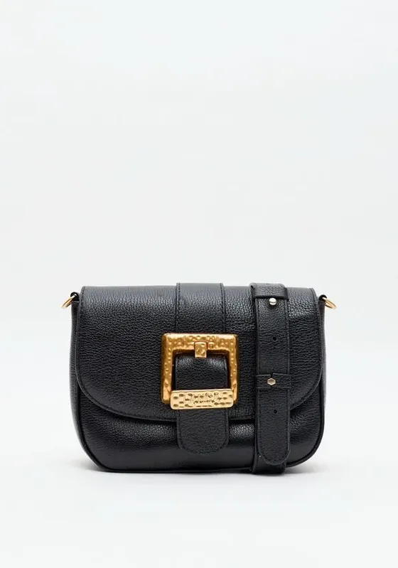 Bolsa Crossbody Couro Com Maxi Fivela Preto U