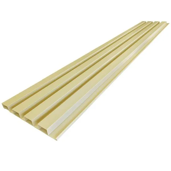 Painel Ripado de PVC 100cmx15cm Kit 7 Unidades com 2 Cantoneiras para Parede e Teto Bege Bariri PVC Painel Ripado de PVC 100cmx15cm Kit 7 Peças com Cantoneiras Bege Bariri PVC