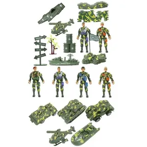 Kit de Brinquedos Militares em Miniatura com Veículos Soldados e Acessórios 23 Peças Plástico Abs Kit Brinquedos Militares em Miniatura com Veículos Soldados e Acessórios 23 Peças Plástico Abs