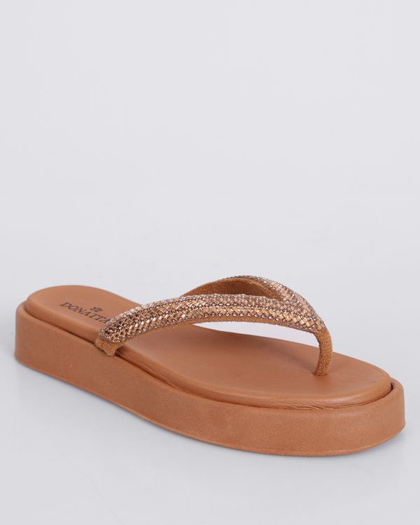 Sandália Feminina Flatform Donatta com Strass Marrom 39