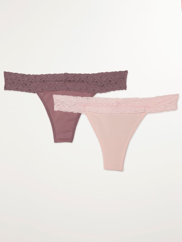Kit com 02 Calcinhas Fio Duplo Feminina ROSA/LILAS M