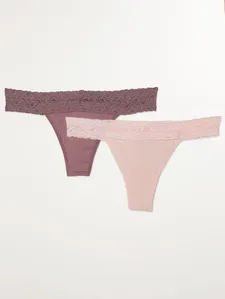 Kit com 02 Calcinhas Fio Duplo Feminina ROSA/LILAS M
