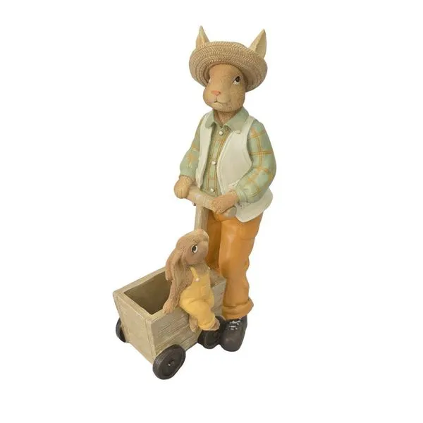Coelho Em Resina - Carrinho - Filho - Coleção Breeze 23cm