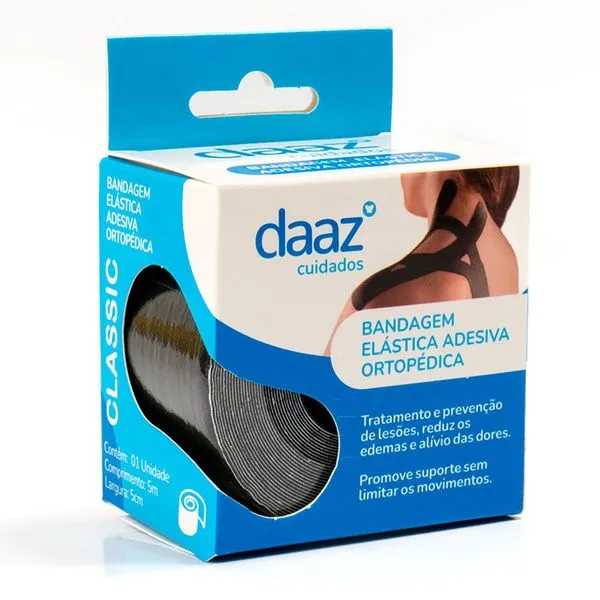 Bandagem Elástica Adesiva Ortopédica Daaz Preta
