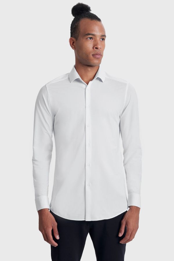 Camisa Manga Longa Slim em Malha Tech Branco - G
