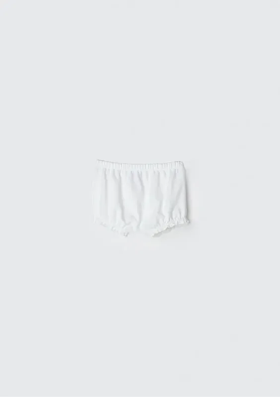 Shorts Bebê Menina Com Fru-fru - Off white 09M