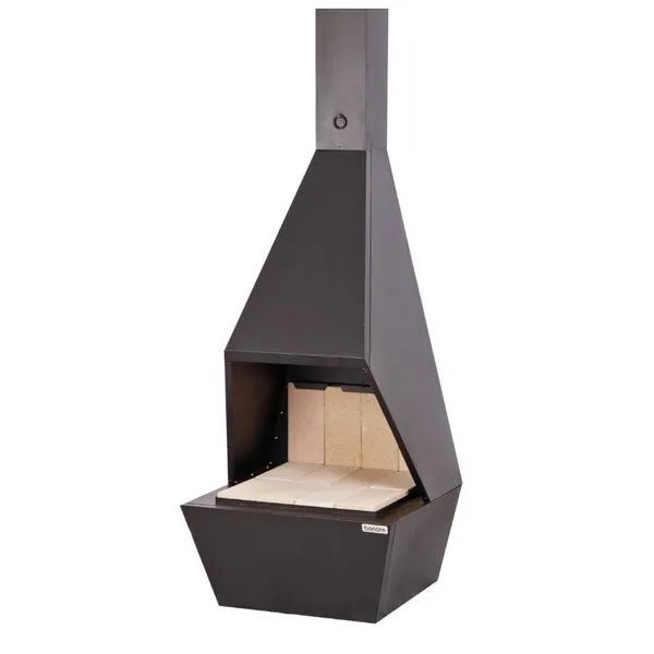 Lareira à Lenha Bonare Diamante Bonare em Metal Preto Fosco L001 Lareira de Canto/Meio de Parede Bonare Aço Galvanizado Preto