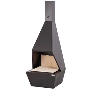 Lareira à Lenha Bonare Diamante Bonare em Metal Preto Fosco L001 Lareira de Canto/Meio de Parede Bonare Aço Galvanizado Preto