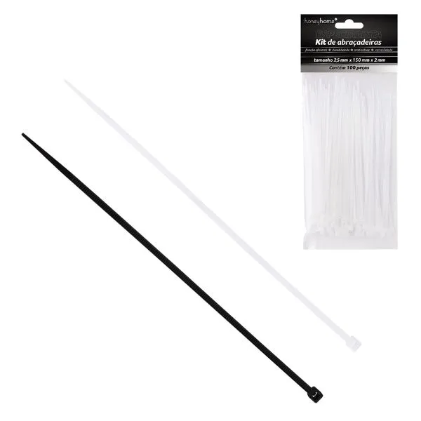 Kit Abraçadeiras Sortidas 2,5mm x 150mm x 0,2mm 100 Peças LM4259 - honeyhome