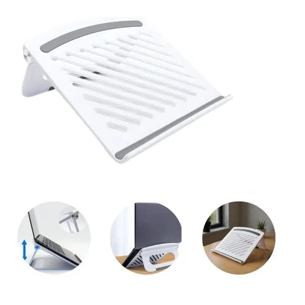 Suporte para Notebook Suporte Branco para Laptop Notebook Inclinação Ajustável com Estrutura Vazada e Pés Suporte para Notebook Suporte Branco para Laptop Notebook Inclinação Ajustável com Estrutura Vazada