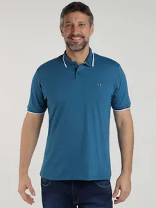 Polo Meia Malha Manga Curta Masculina AZUL P
