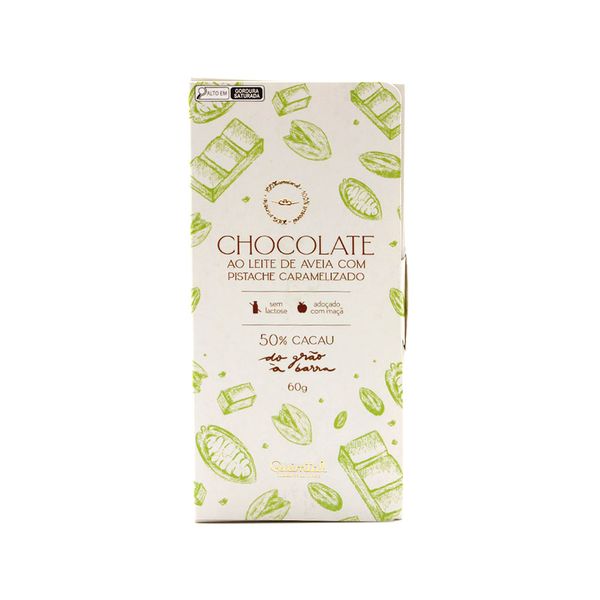 Chocolate ao Leite de Aveia com Pistache Caramelizado Quintal – 60g