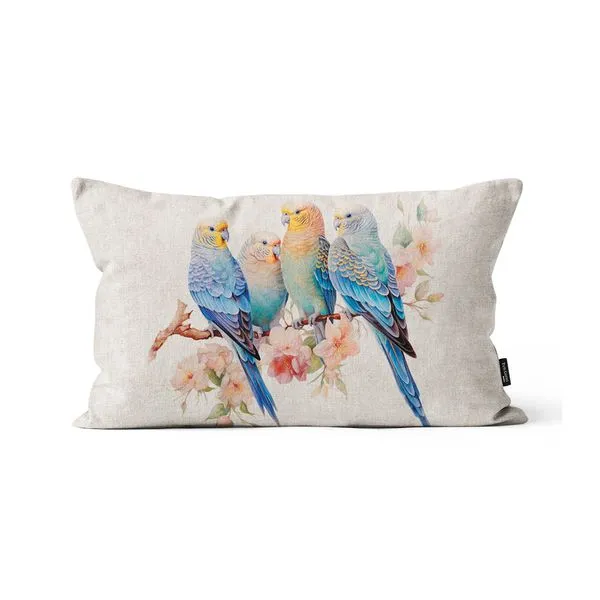 Capa Almofada Pássaros E Flores Microfibra 30x50cm PAS24013 - Tuti Gottô