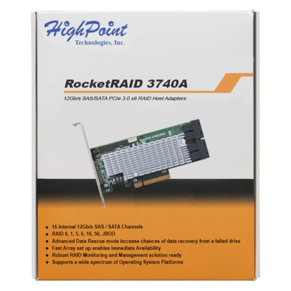 Controladora SAS/SATA RAID - PCI-E - Highpoint RocketRAID 3740A (12 canais SAS 12Gb/s)