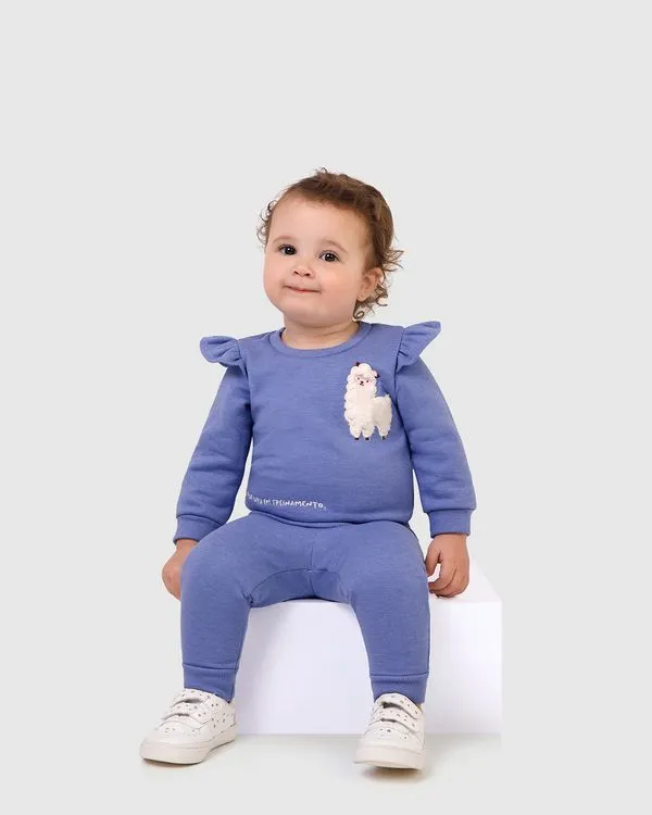 Conjunto Infantil Menina Em Moletom Mesclado Flanelado Malwee Kids Roxo - 3