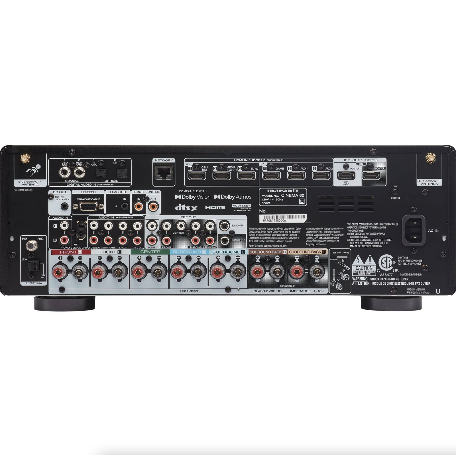 Receiver Marantz Cinema 60 Dolby Atmos DTS:X 7.2Ch Preto - 120v