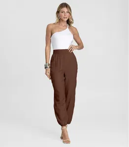 Calça Feminina Aladim em Tecido Viscose Dianna Marrom P