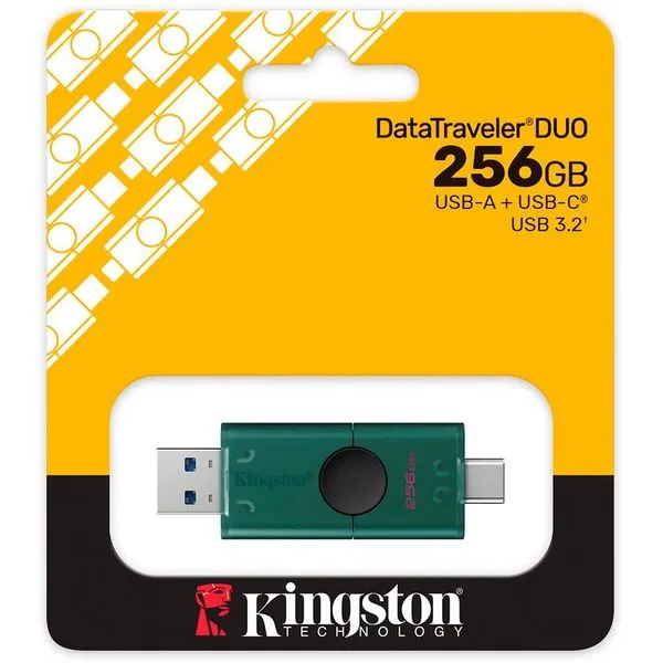 Pendrive Datatraveler Duo 256GB USB 3.2 e USB-C 10Gbps Verde Kingston Pendrive Datatraveler Duo 256GB USB-C 10Gbps Verde Kingston