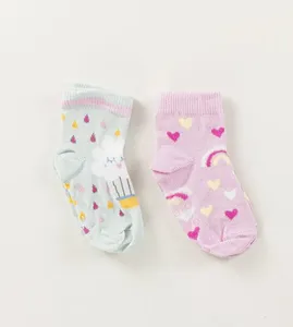 Kit Meia Soquete Bebê com 2 Unidades - 1040CIA Colorido - 17 a 22