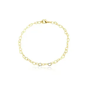 Tornozeleira Atraktiva Jóias Delicada Elos Corações Banhada a Ouro 18K 24CM + 5CM Extensor Dourado Feminina Tornozeleira Atraktiva Jóias Delicada Elos Corações Banhada a Ouro 18K 24CM Dourado Feminina