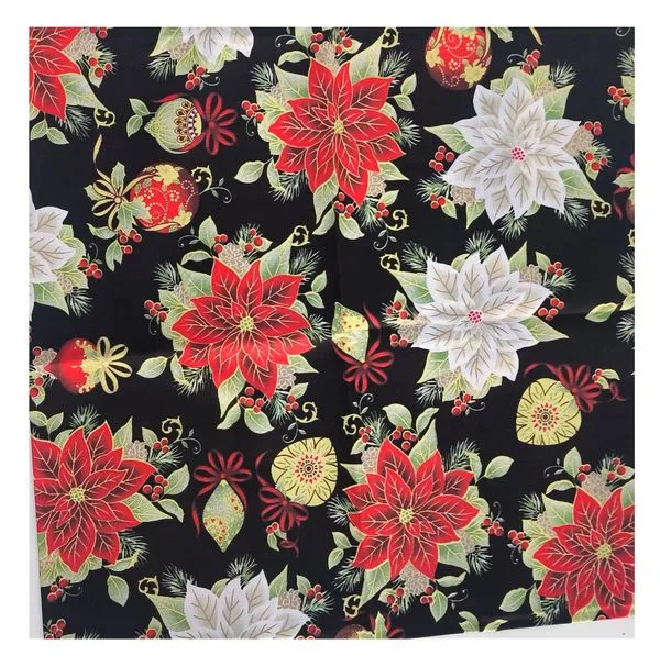 Capa Almofada com Ziper 43x43cm Natal Ju Decor Preta