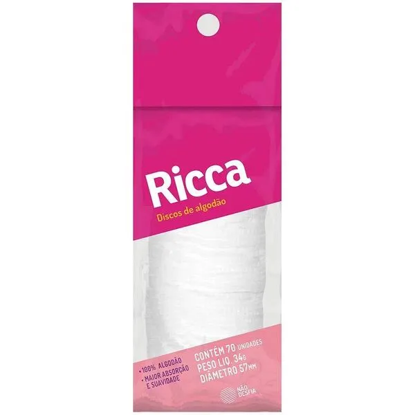 Disco De Algodão Ricca Com 70 Unidades Para Unha E Rosto