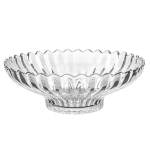 Centro de Mesa de Cristal Geneva Redondo Lapidado Design Sofisticado Wolff Transparente