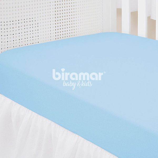 Lençol para Berço - 1 Peça - Malha Liso Azul - Biramar