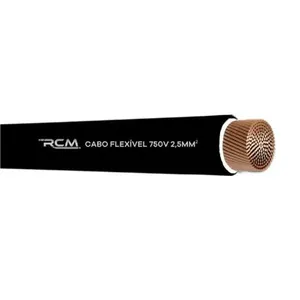 Fio Cabo Flexível 750V 2,5mm Preto para Instalação Elétrica Residencial e Industrial RCM Cabos Elétricos Fio Cabo Flexível 750V 2,5mm Preto para Instalação Elétrica Segura RCM Cabos Elétricos