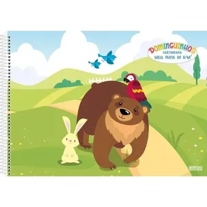 CADERNO DESENHO UNIV CAPA DURA DOMINGUINHOS MEIA PAUTA 40F (17891321103538)