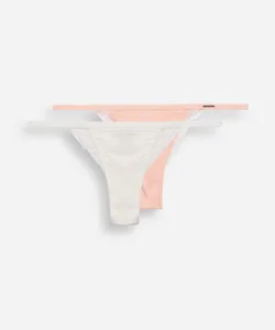 kit de 2 calcinhas femininas string canelada com renda colorida GG