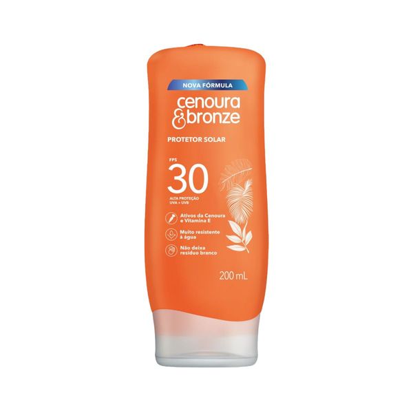 Protetor Solar Cenoura Bronze Loção Ativos Da Cenoura E Vitamina Fps30 200ml