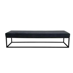 Banco 2 Lugares Giulia Veludo Cinza e Preto 160 cm