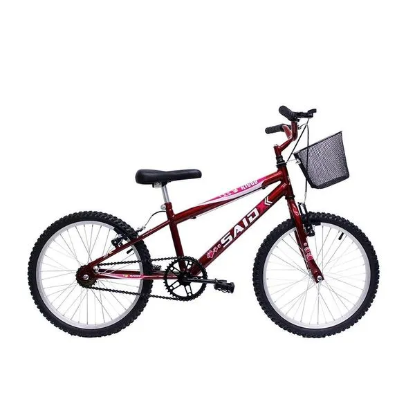 Bicicleta Aro 20 Bike Infantil Meninas Feminina Com Cesta Saidx Vermelho