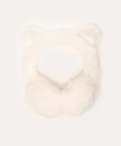 protetor de orelha de pelucia infantil gatinho off white UNICO