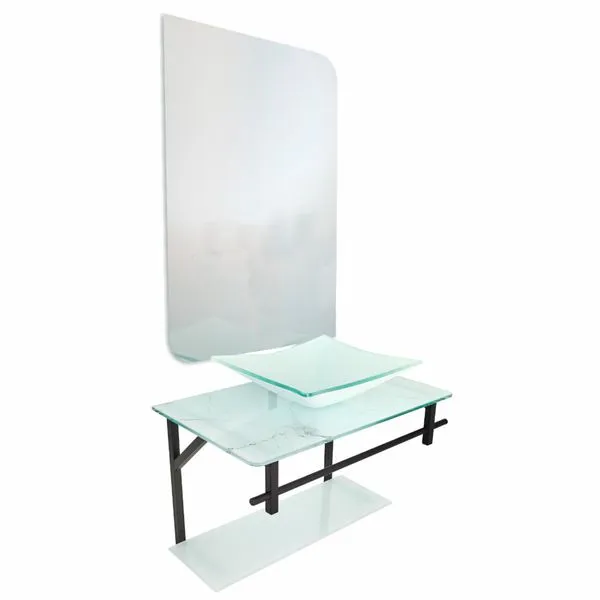 Lavatório Rubi Mármore 48x35cm com Espelho Branco - 0174 - DULLUC