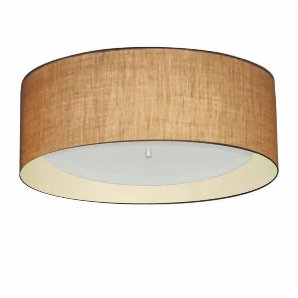 Plafon Cilíndrico Duplo Vivare Md-3008 Cúpula Forrada Em Tecido 60x25cm - Bivolt Palha-bege 127/220v