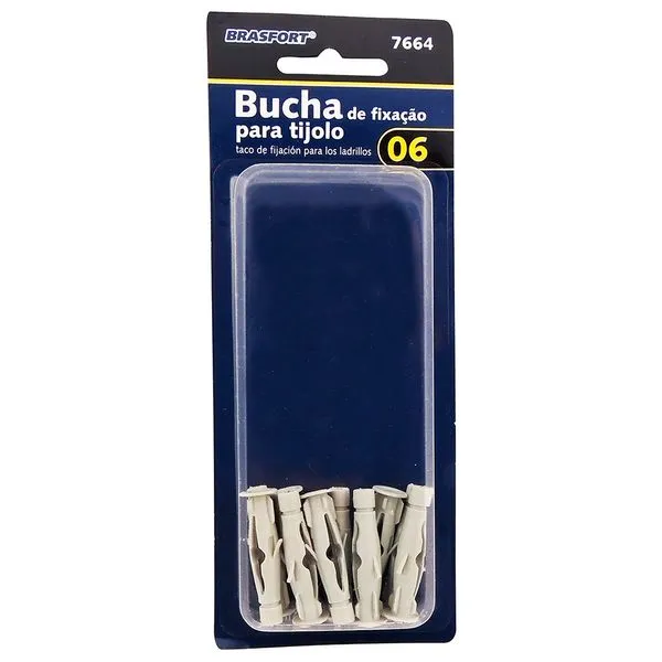 Bucha de Fixação 06 para Tijolo Baiano 10 Unidades 7664 - Brasfort